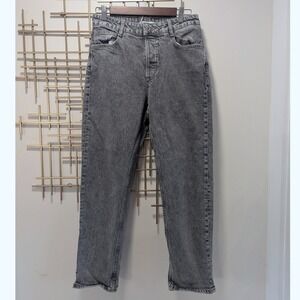 ZARA Gray Washed Denim Straight Leg Jeans Women's Size 6 High Rise Button Fly